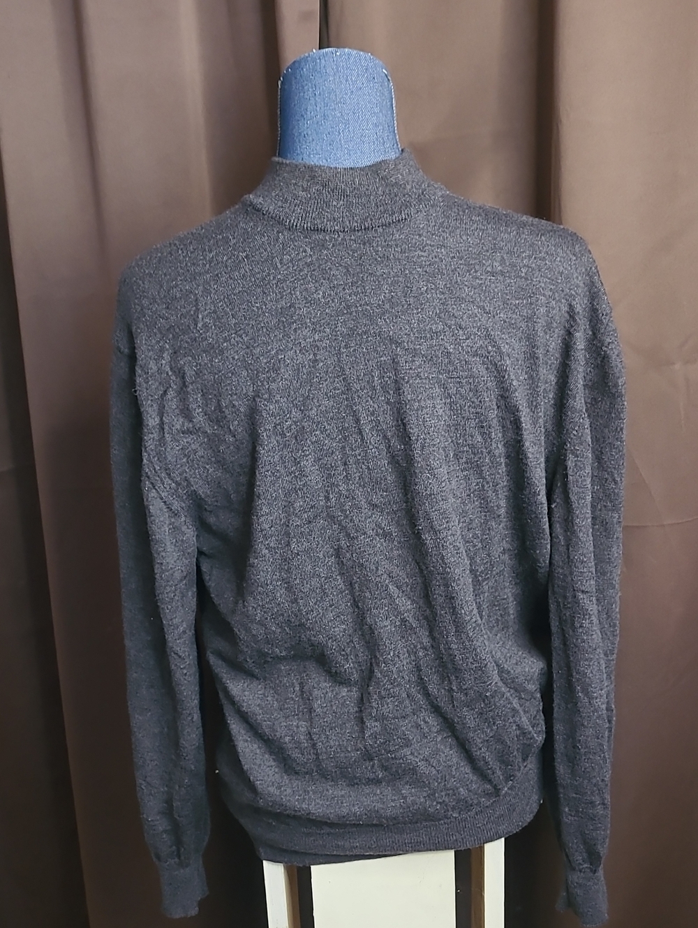 Men's Charcoal Gray Merino Wool Mock Neck Sweater